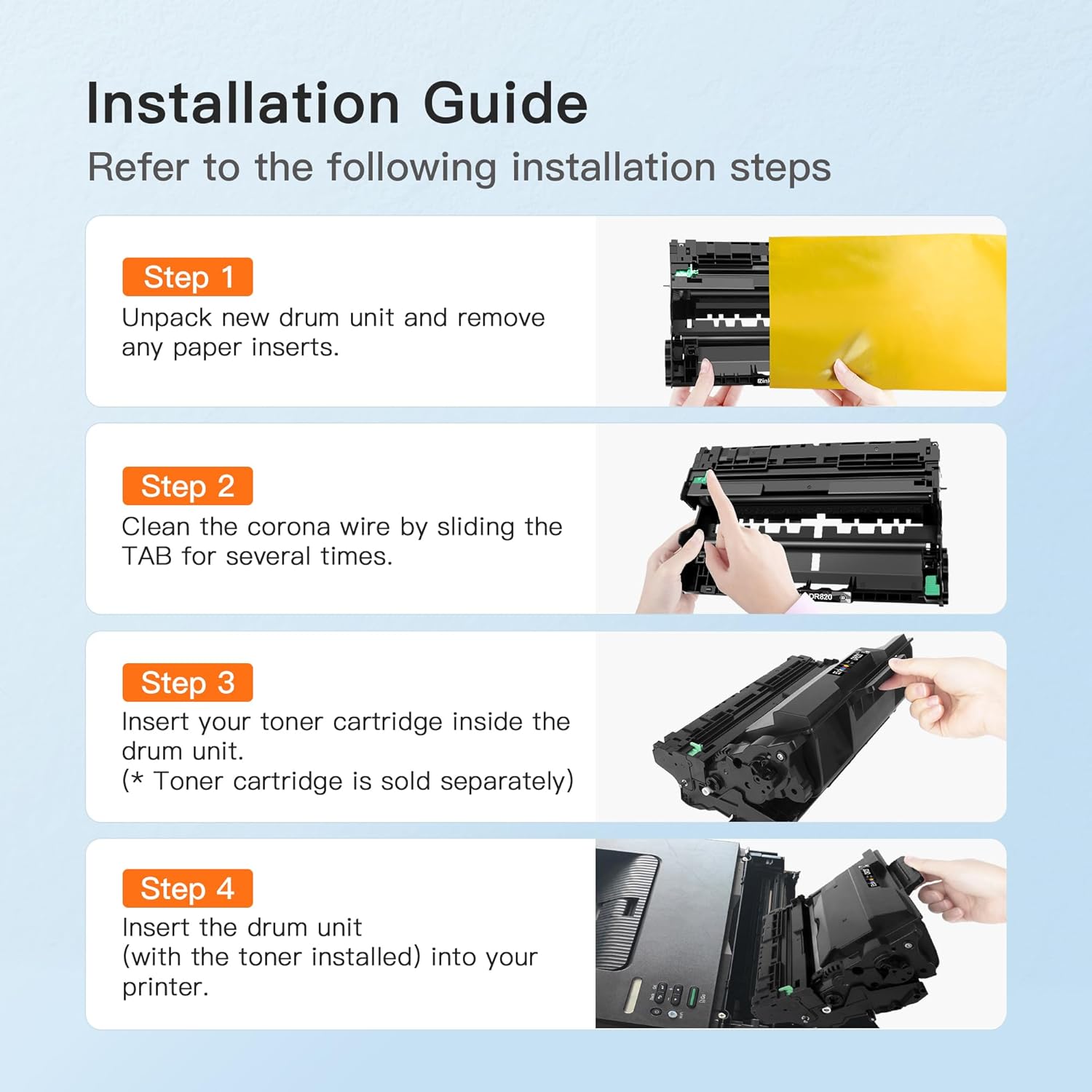 E-Z Ink Compatible Drum Unit Replacement for Brother DR 820 DR820 DR-820 Compatible with MFC-L5900DW HL-L6200DW HL-L5100DN MFC-L5800DW MFC-L5700DW HL-L5200DWT MFC-L6700DW HL-L5200DW (2 Drum Unit)