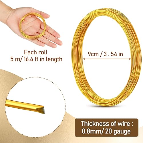 Miniatura 10 de 25 rollos de alambre de aluminio multicolor, calibre 200.031 in, metal flexible para joyería de colores artísticos, alambre para joyería (1230 pies)