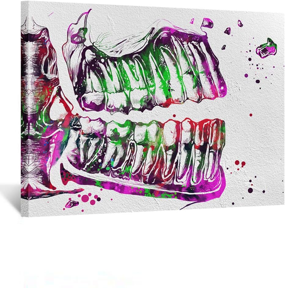 Kreative Arts Teeth Watercolor Painting Canvas Art Print