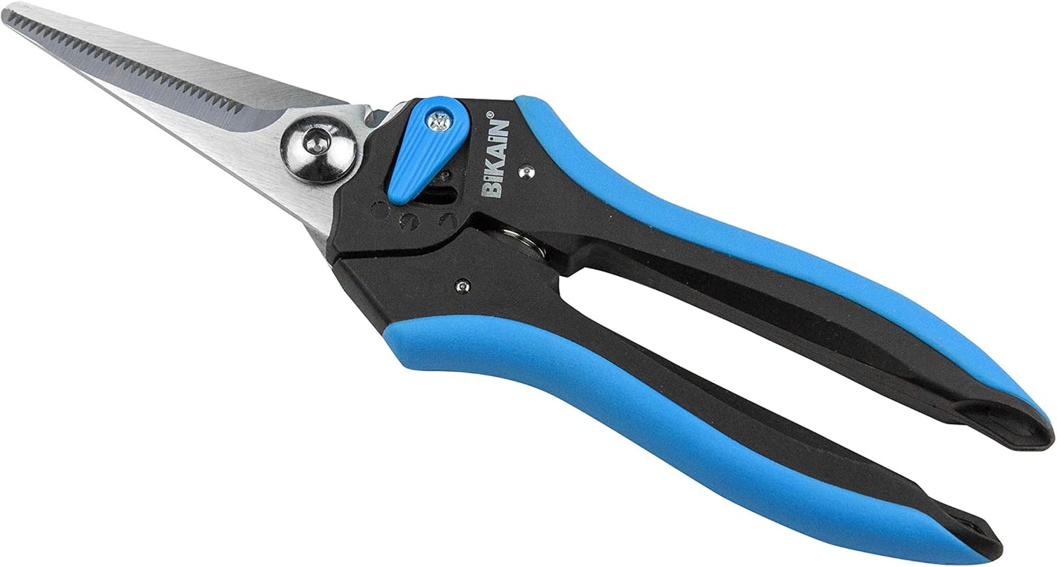 Garden Shears One-Handed - Model 33R - Straight and Symmetrical Cut - Universal System for All Applications - Ergonomic, Non-Slip and Adjustable Handles Made of Two Materials - Bikain