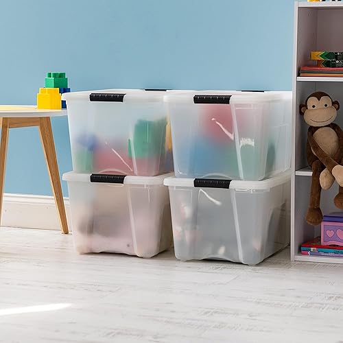 Vista 33 de IRIS USA - Caja de almacenamiento de plástico de 19 cuartos de galón con tapa y pestillos – Paquete de 4 – sin BPA, solución de organización