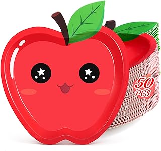 Apple Plates Bulk Red Apple Paper Plates Party Supplies Disposable Fruit Tableware Dinnerware Party Decorations(50)