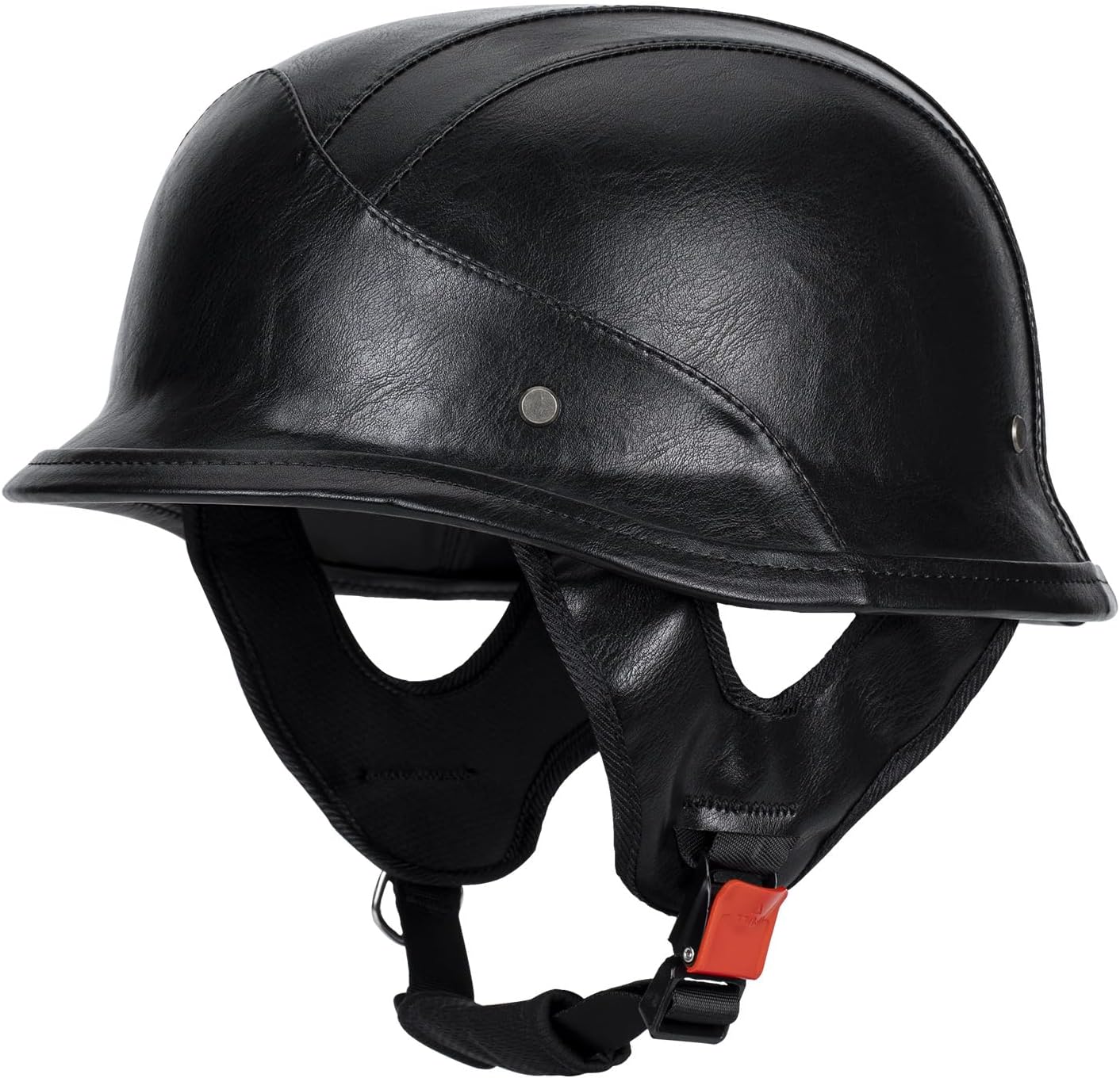German Style M35 Handmade Leather Retro Motorcycle Helmet 1/2 Vintage Half Face Helmet for Adults Men & Women DOT Approved,Open Face Helmets for Cruiser Scooter Chopper