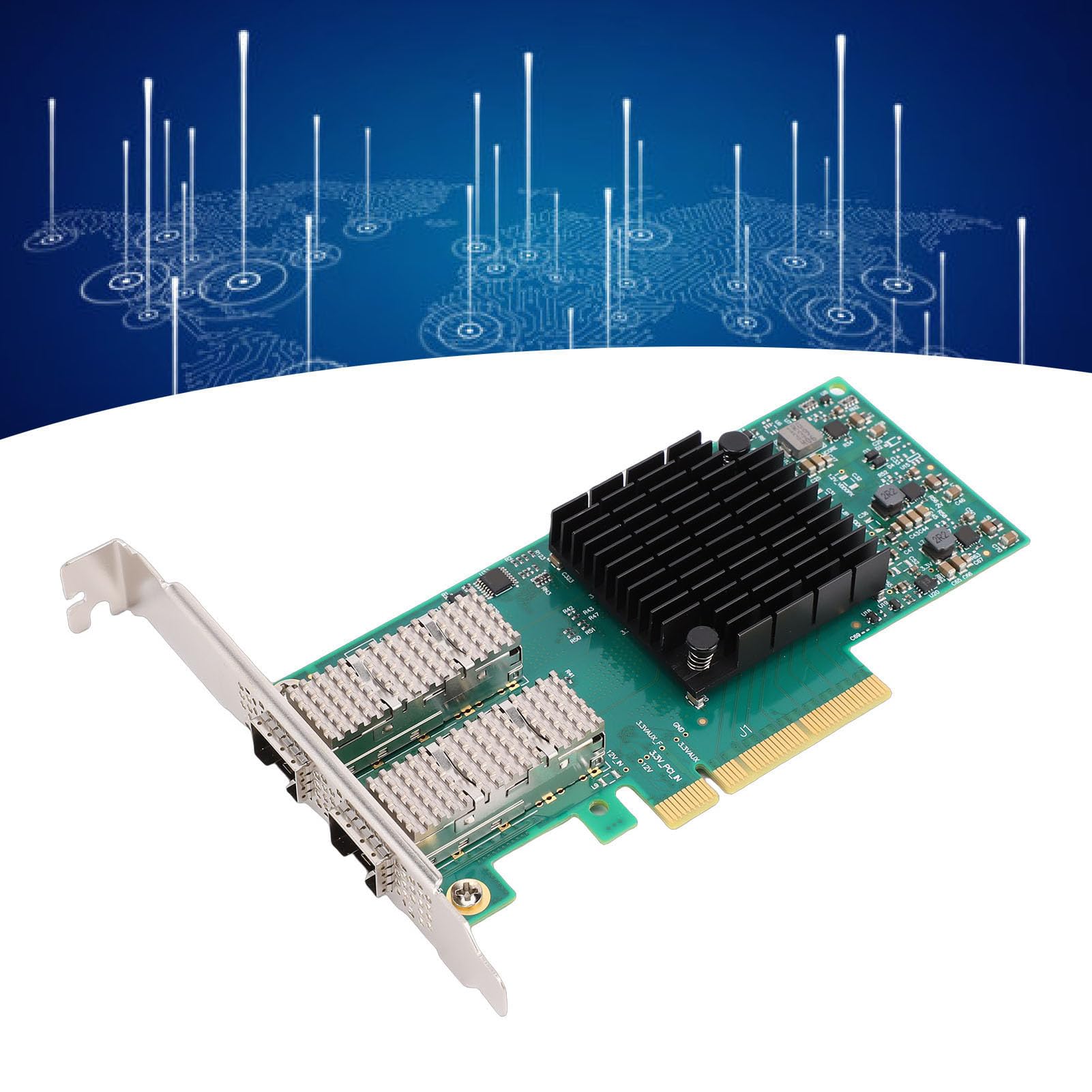 Vikye Scheda di Rete a Doppia Porta da 10 Gb, Adattatore Ethernet PCI Express, Adattatore di Rete per Server SFP28 con Piattaforma di Elaborazione GPU RDMA
