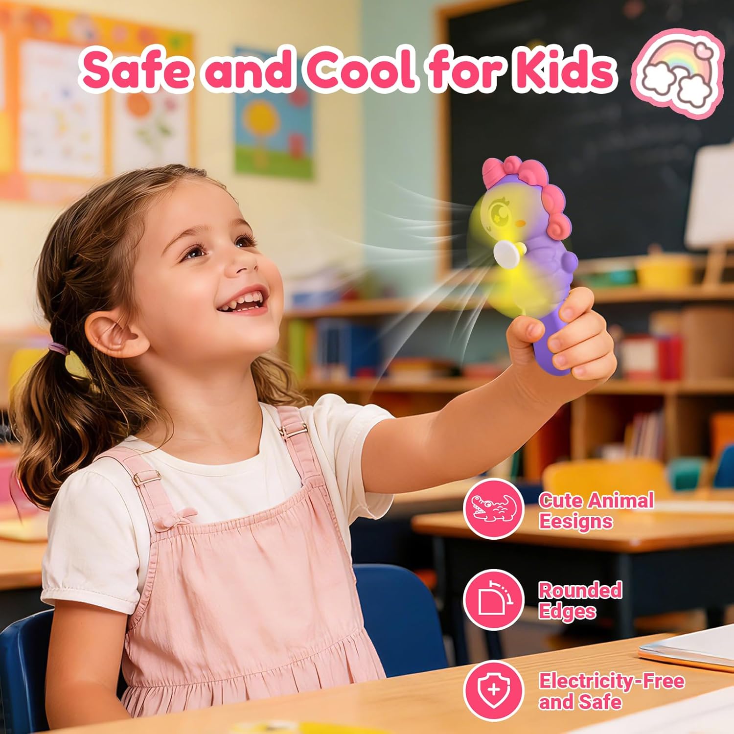 Valentine's Day Gifts for Kids - 24 Pack Mini Handheld Fans with Cards, Cute Animal Designs (Unicorn, Flamingo, Donut, Crocodile) for Classroom Exchange, School Party Favors, Boys Girls Ages 3+