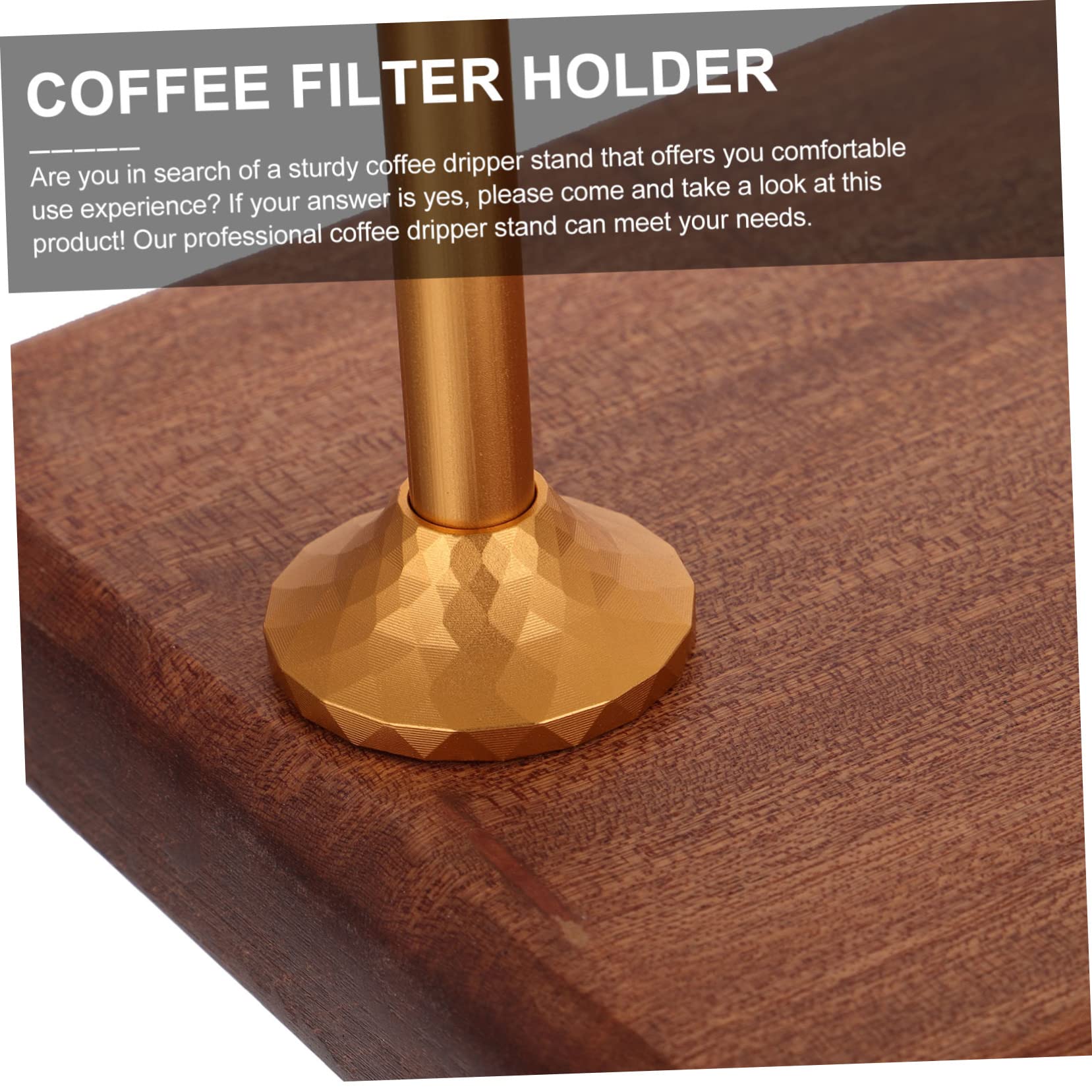 DOITOOL Madera Soporte de Aluminio Filtro Aleación Café Maciza y Ajustable, y Base Estable para Uso en Hogar