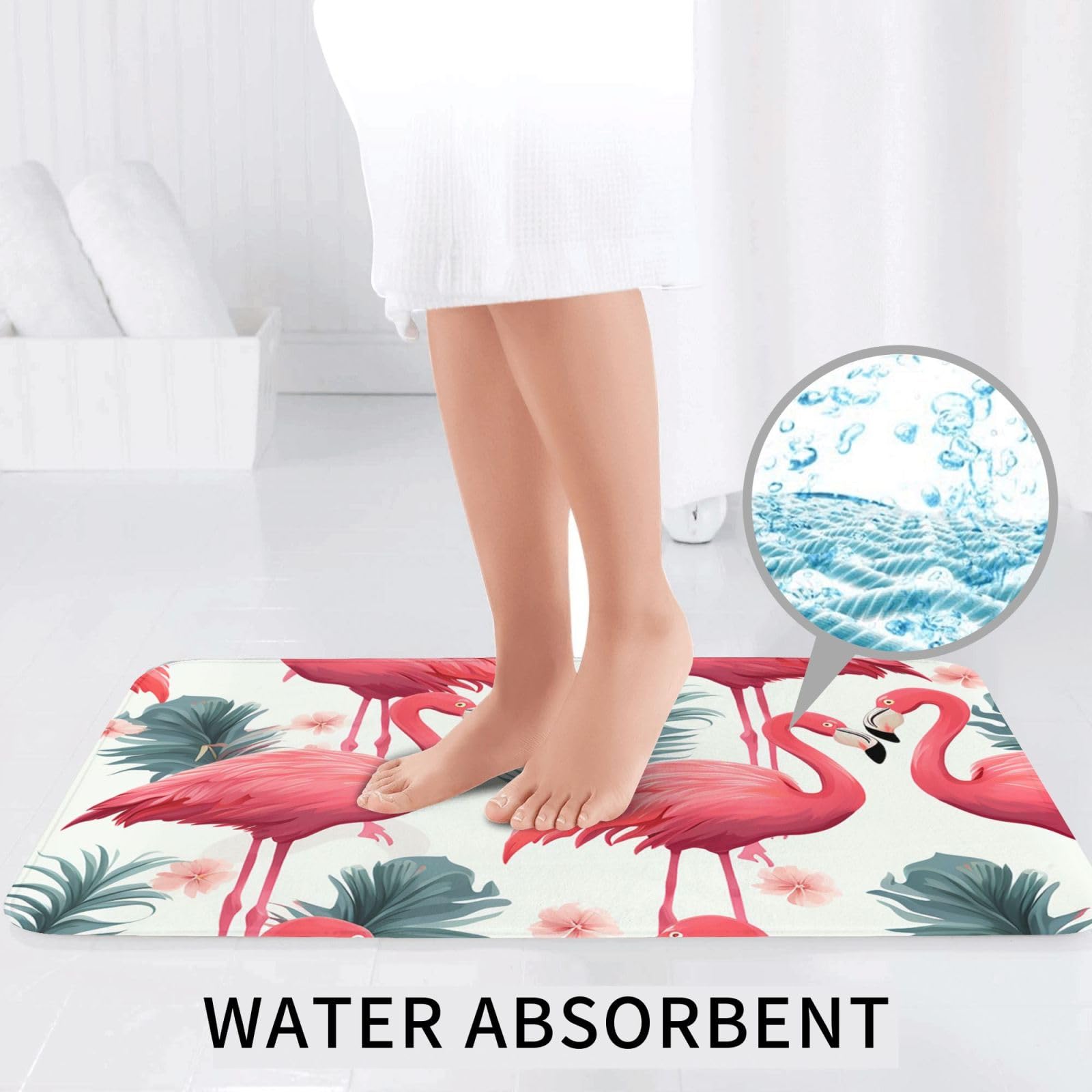 Set di 3 tappetini da bagno con motivo fenicottero rosa in flanella morbida antiscivolo con coperchio per la decorazione della casa