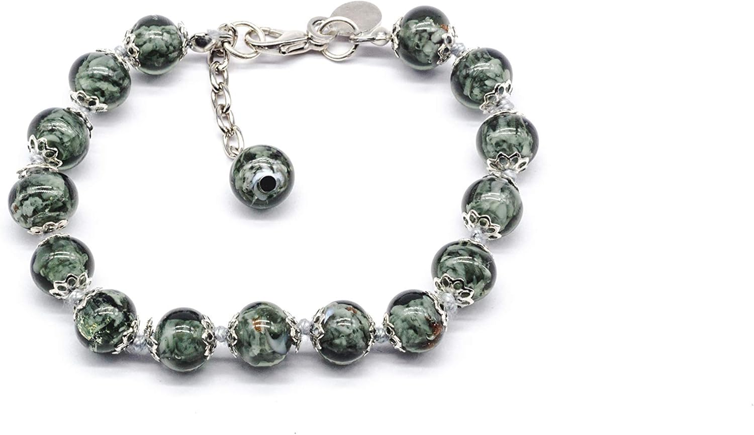 Authentic Murano Glass Bracelet Handmade In Italy Aventurine Glass Beads Hand Blown Glass