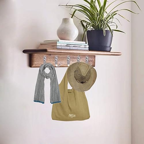 Miniatura 6 de Ganchos de pared resistentes, paquete de 8 ganchos individuales de acero inoxidable cepillado, ganchos pequeños en J para colgar ropa, chaquetas,