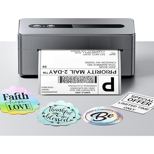 TATTMUSE Thermal Shipping Label Printer 4X6 Upgraded, 2025 New Version Bluetooth Label Printer for Small Business and Package, Support iOS, Android, Windows, Mac, Compatible with Amazon, Shopify, USPS