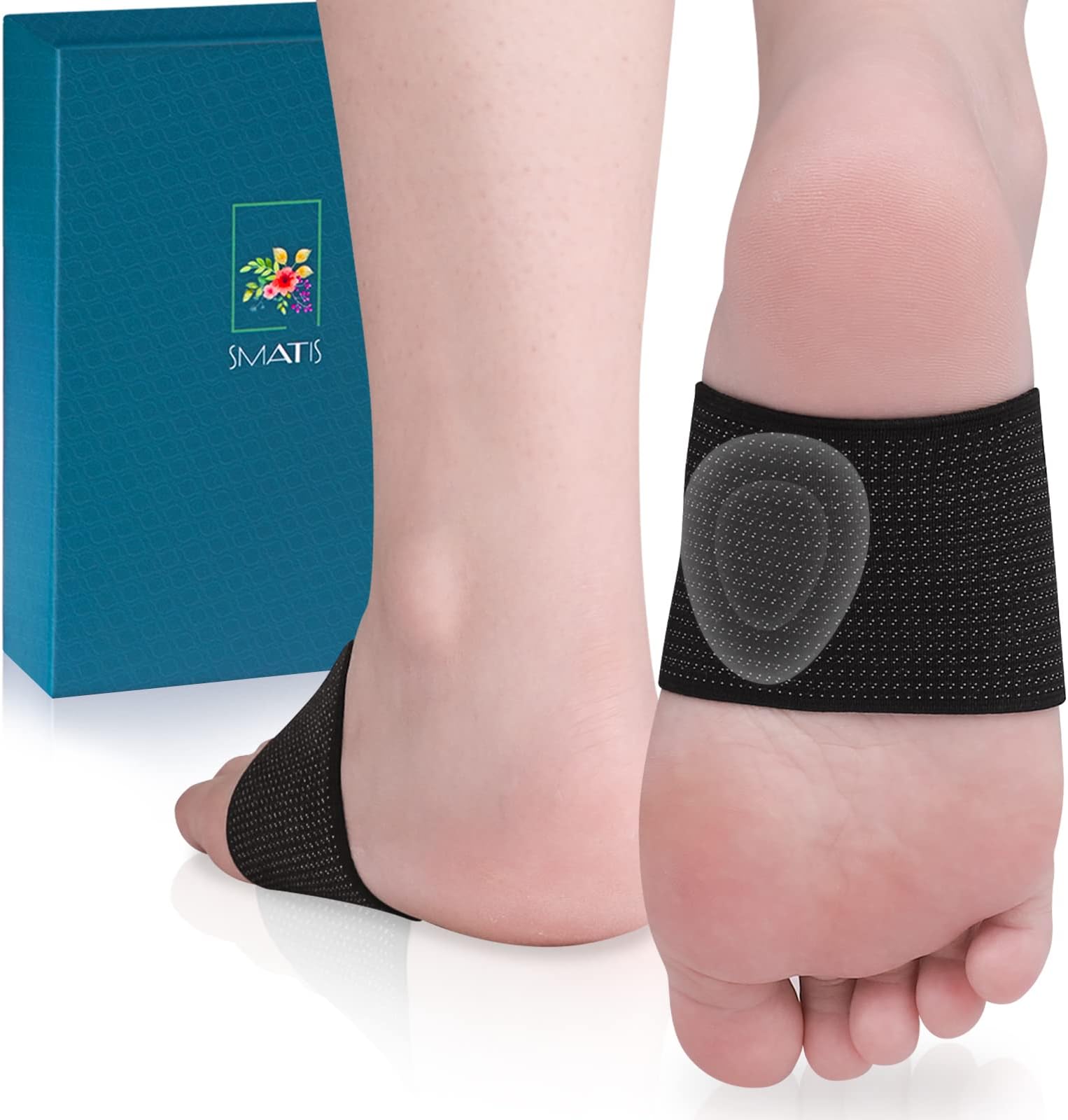 SMATIS Arch Support for Flat Feet, Arch Sock Support for Plantar Fasciitis Braces/Sleeves with Gel Padding for Low Arch, Flat Feet Arches Pain Relief (1 Pair - M 7-12 / W 8-13)…