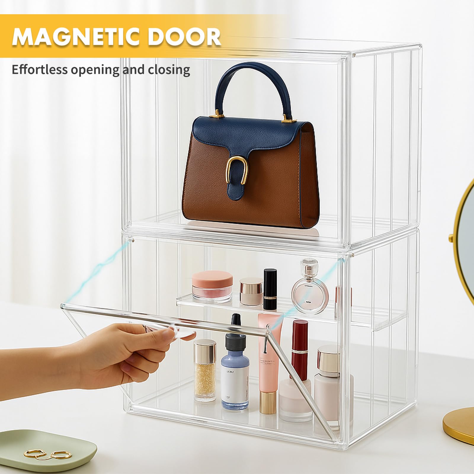 powerking 4 Tiers Clear Display Case for Figures,Acrylic Storage Organizers Box with Magnetic Door - Image 3