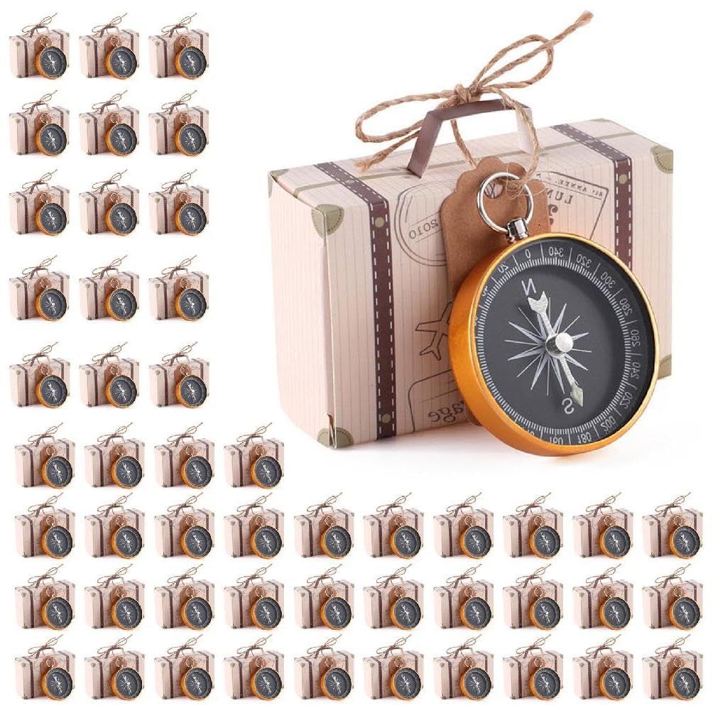 Boîte bonbons boîte boussole en carton or rose pour emballage cadeau - 50 pièces