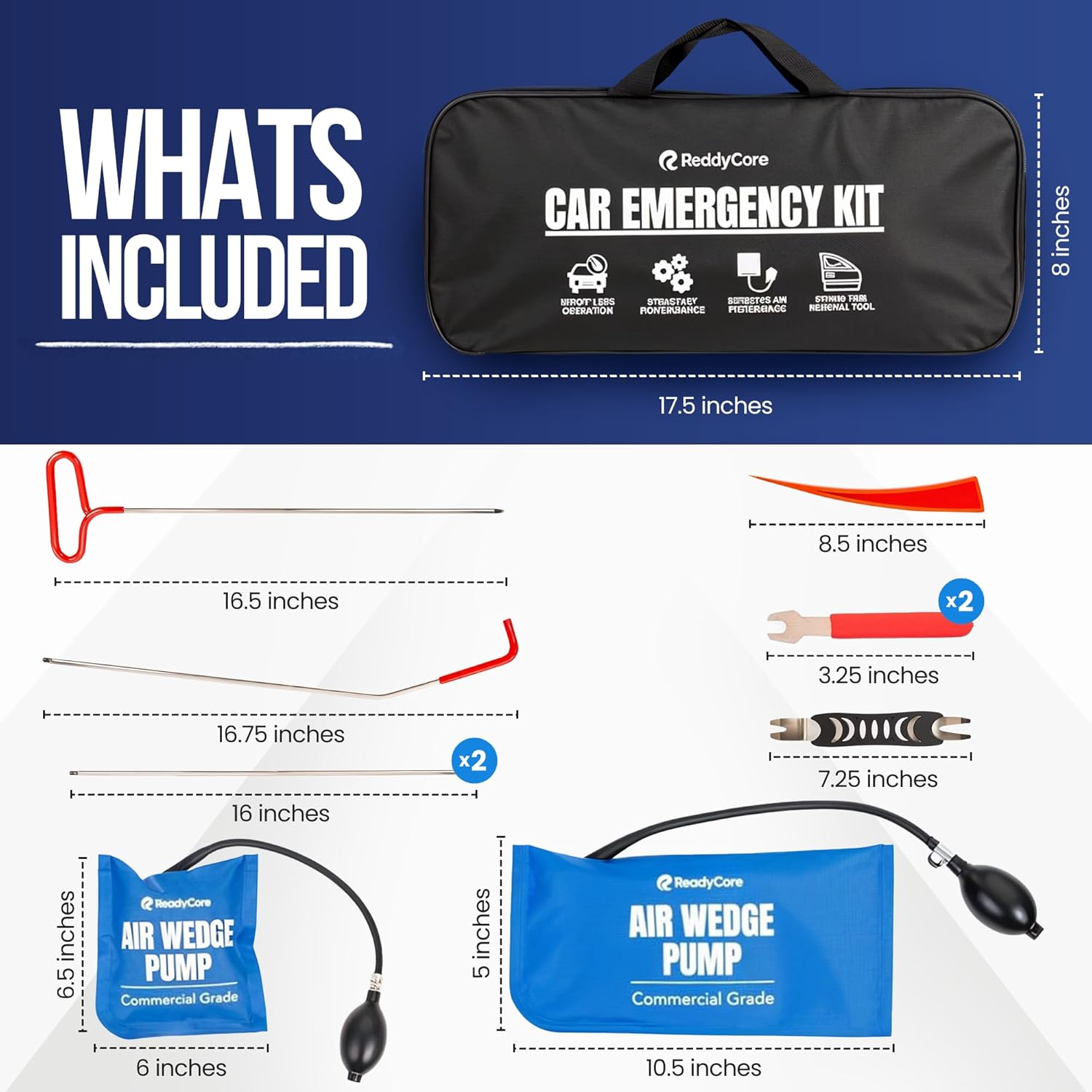 ReadyCore's Car Tool Kit, Stainless Steel Assorted 5th Wheel Pin Puller, Long Distance Hook Tool, Pull Hook J-Hook