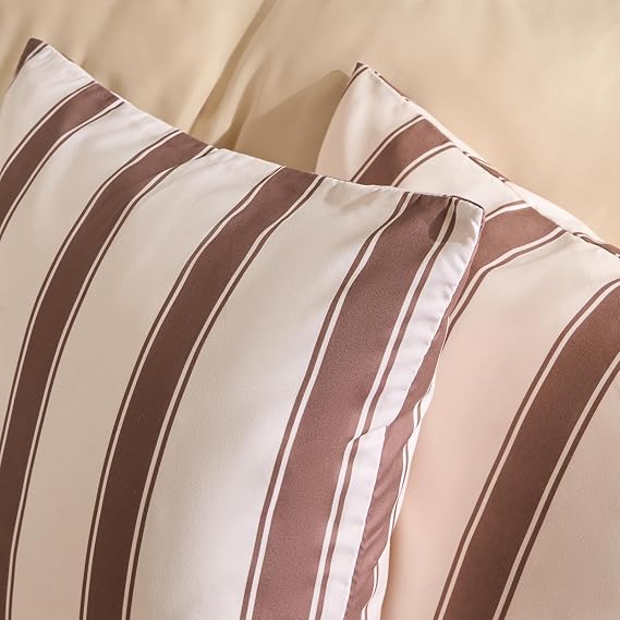 OHS Outdoor Cushions Waterproof Decorative Stripe Outdoor Cushion Covers 45 x 45 Set of 2 Super Soft Patio Garden Cushions Home Decor Throw Pillow Covers with Invisible Zipper, Chocolate/Cream