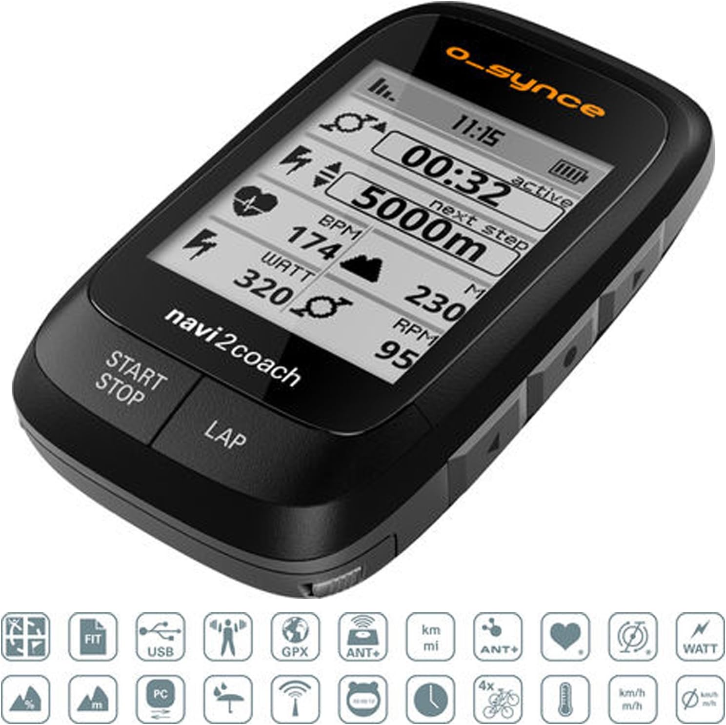 O-Synce Navi2Coach GPS + Power Cycling Computer with Twist Mount RC Edition (Original (Black))