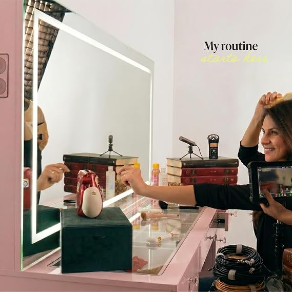 Boahaus Elara Extra-Large Vanity Desk with LED Mirror Complete Makeup Station with Integrated Power & Built-in Speakers