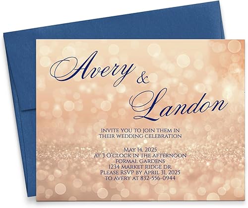 Invitaciones de boda de champán personalizadas, invitaciones de ceremonia de boda con clase personalizadas, modernas, tu elección de cantidad y