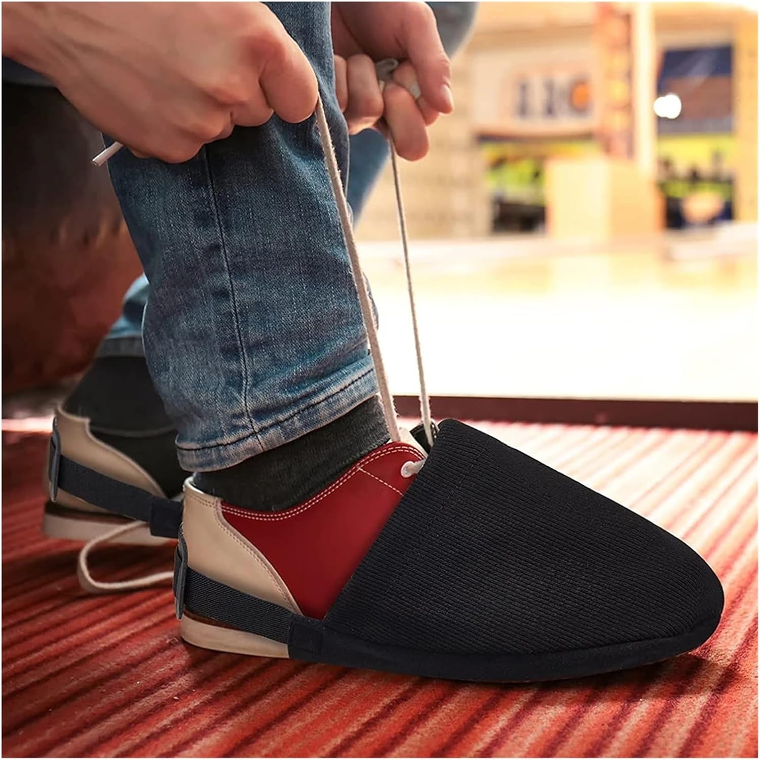 Bowling Shoe Covers 4pcs Bowling Shoe Covers Adjustable Elastic Straps Suitable Fit Unisex Slippers Accessories Slider Sliders Cover B