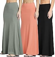 Real Essentials Women's 3-Pack Ultra-Soft Flowy Maxi High-Waisted Long Skirts - Plus Size Inclusive