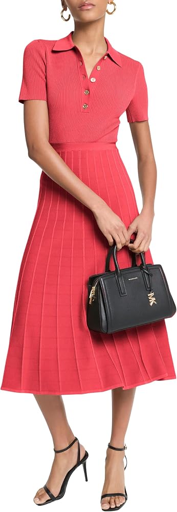 Women's Fit and Flare Midi Polo Dress