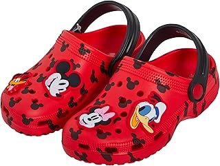 Disney Sabots Mickey Mouse Minnie Mouse avec Charms, Sandales pour Enfants, Sliders d'été avec Sangle de Cheville, Chaussures de Plage