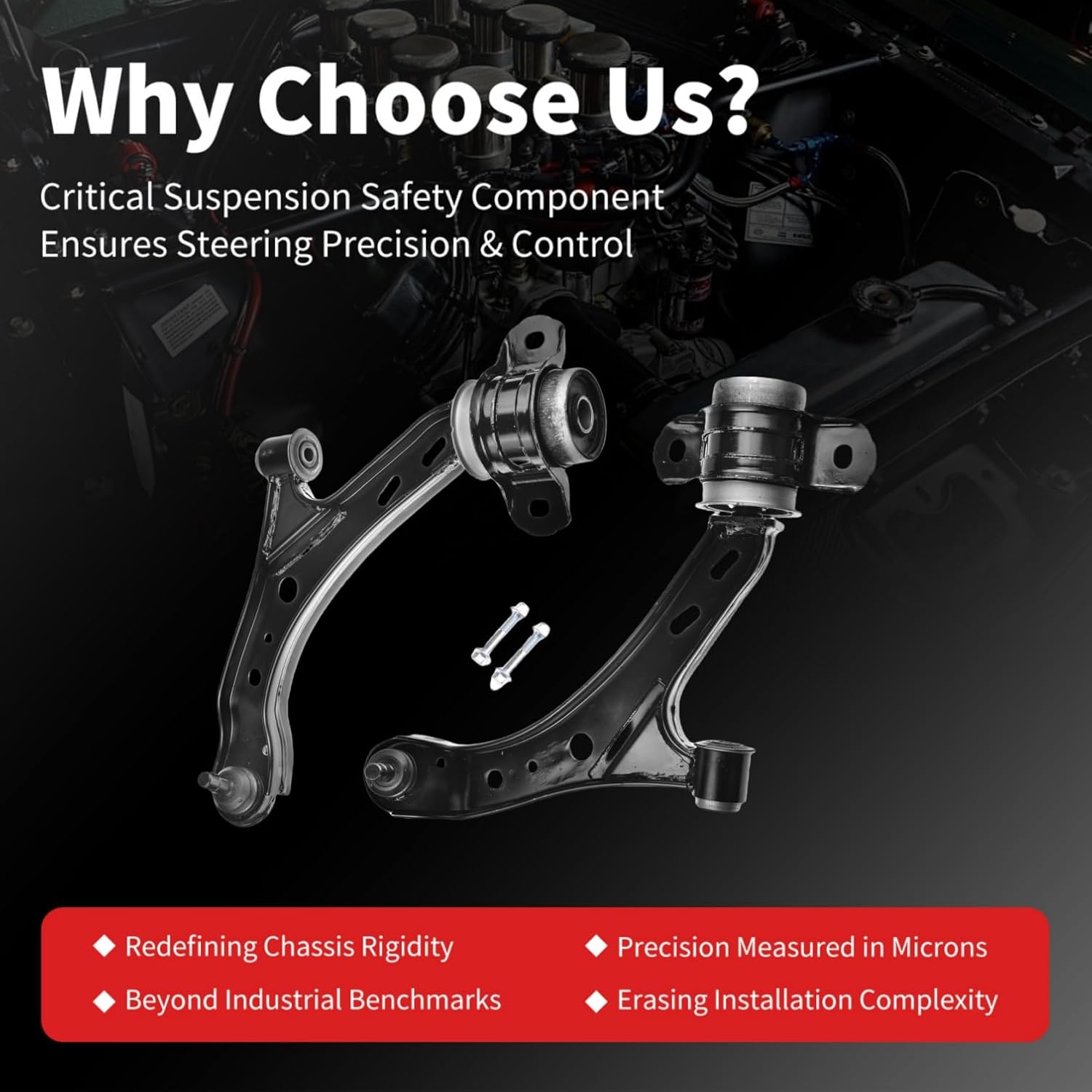 Front Lower Control Arm Fit for Ford Mustang 2005-2006 Ford Mustang Base 2007 2008 2009 RK80726 CK80726 RK80727 CK80727 4R3Z3078A 4R3Z3078B - 2pcs Suspension Kit