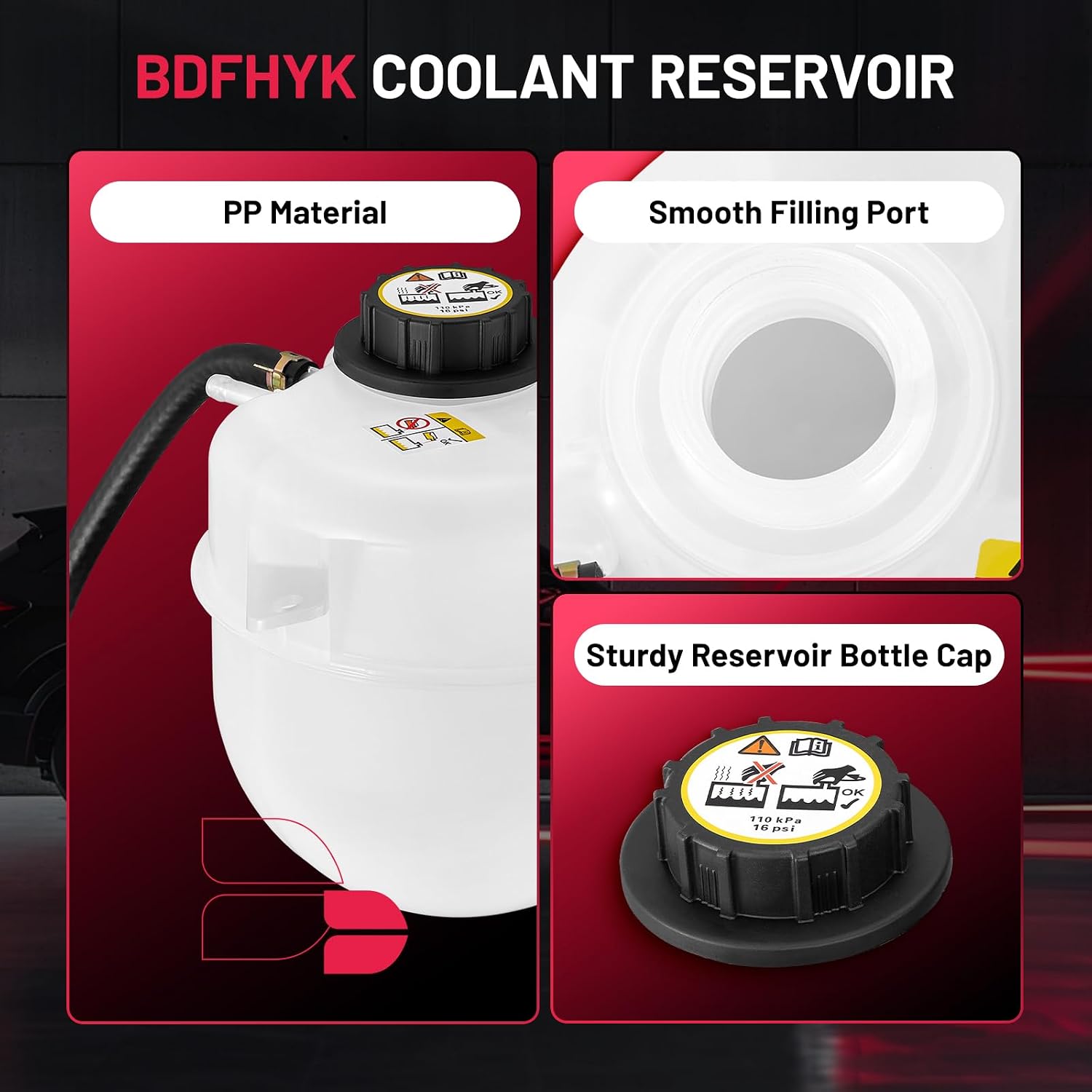 BDFHYK Engine Coolant Expansion Reservoir Overflow Tank Compatible with E350 E450 Super Duty E350 Club Wagon 6.0L V8 2004 2005 2006 2007 2008 2009 2010 Replace 603-218 4C2Z8A080AA 9C3Z8101B 603218