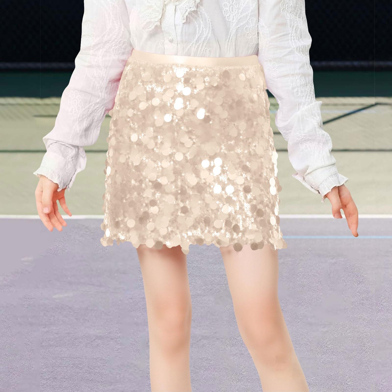 Rock Kinder mädchen Glitzerrock Mädchen Pailletten Rock Elastischer Bund Funkelnde Glitzer Plissee Skorts mit Futter für Kinder Tanz Prinzessinnen Pailletten Gold