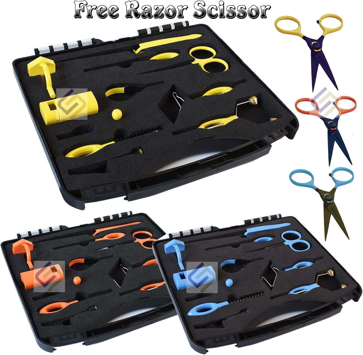 NUS Pro Fly Tying Tool Kit Gift Set (10 Premium Tools) Free Razor Scissor (Blue)