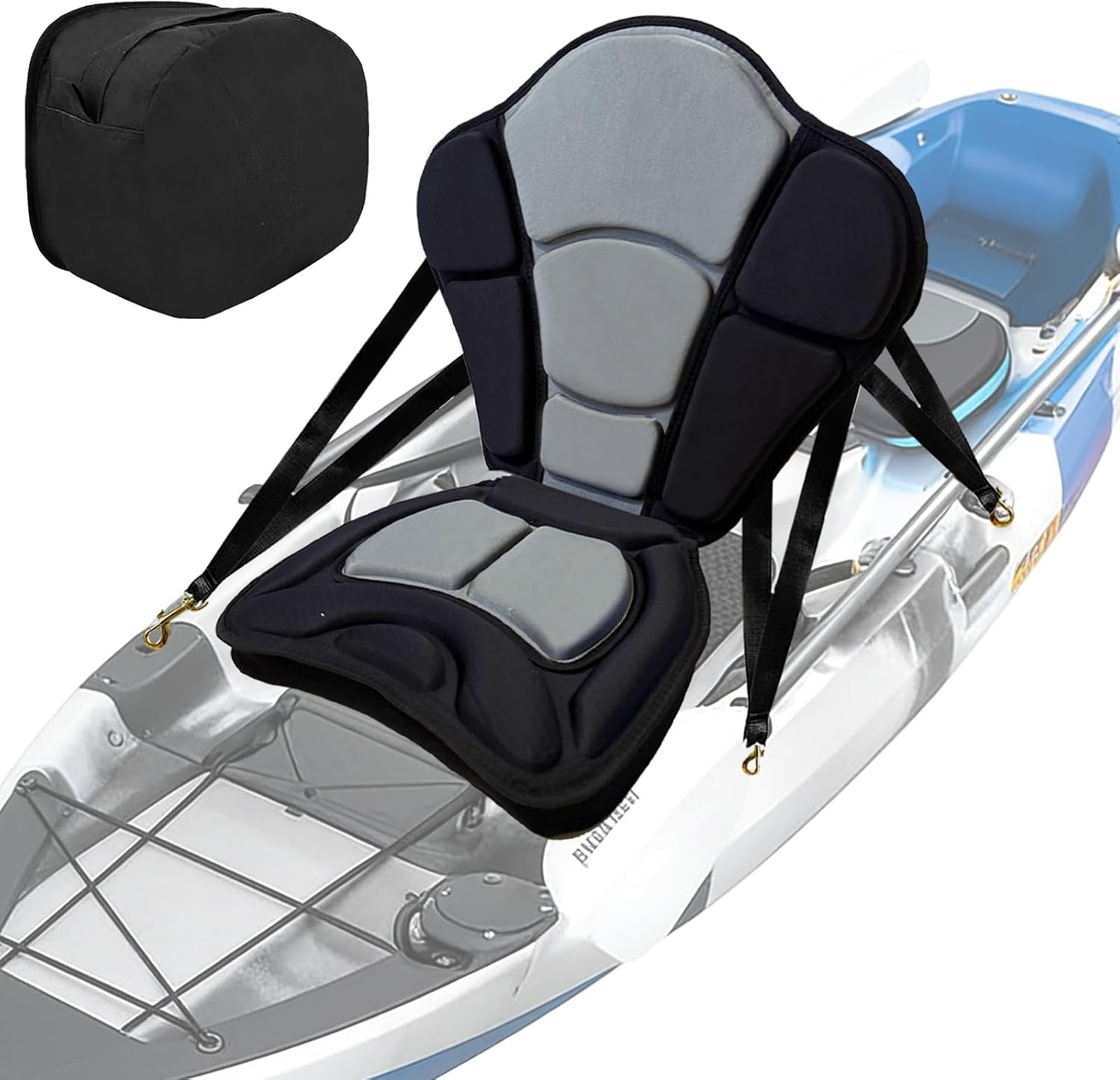 1.97" Extra Thick Kayak Seat with Back Support,Paddle Board Seat Fishing Boat Cushion for Sit on Top Kayak Canoe,Thickened Molded Foam with Adjustable Strap