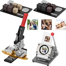 2.5x2.5inch Magnet Maker Machine Kit, DIY Photo Fridge Magnet Making, 2-in-1 Press Machine+1 Cutter+Free Photo Template+200 Sets SuppliesAcrylic and Cardboard Materials