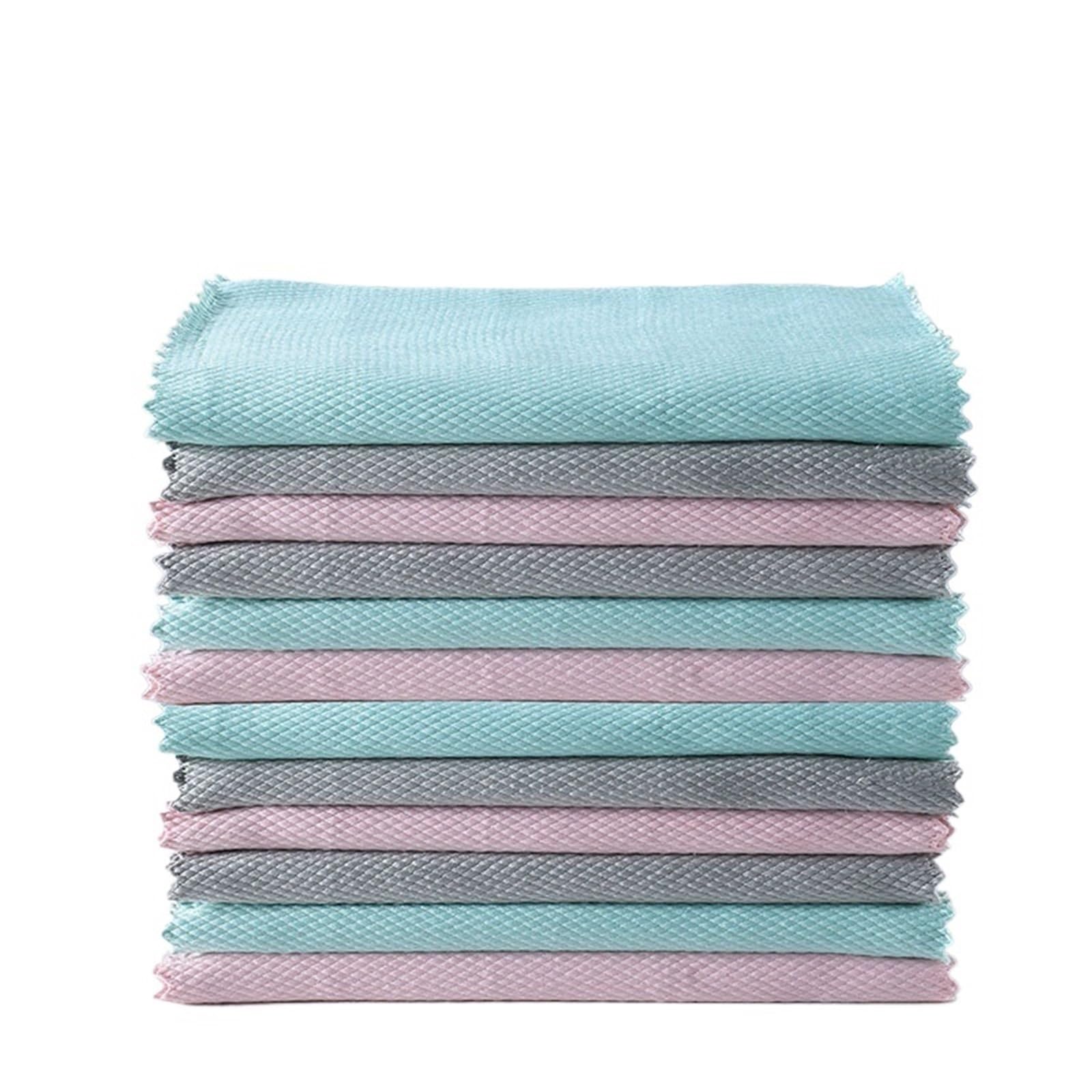 Dazhua 20pcs Microfiber Fish Scale Cleaning Cloths - Absorbent, Non-Shedding Kitchen Dish Towels Supplies