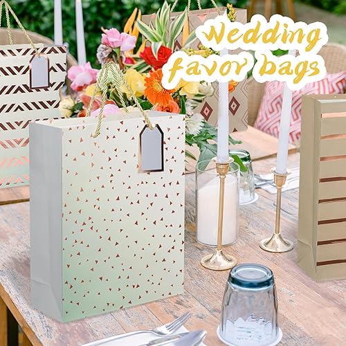 Miniatura 3 de WLUSEAXI Paquete de 12 bolsas de regalo con asas, bolsas de regalo de 9 x 7 x 3 pulgadas, tamaño mediano, bolsas de regalo de lámina dorada a granel