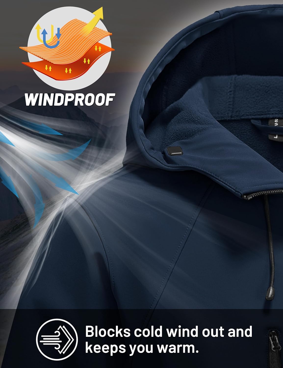 TACVASEN Men's Softshell Jacket Winter Fleece Waterproof Lightweight Warm Windbreaker Rain Coat Outdoor Hiking Ski Travel - Image 4