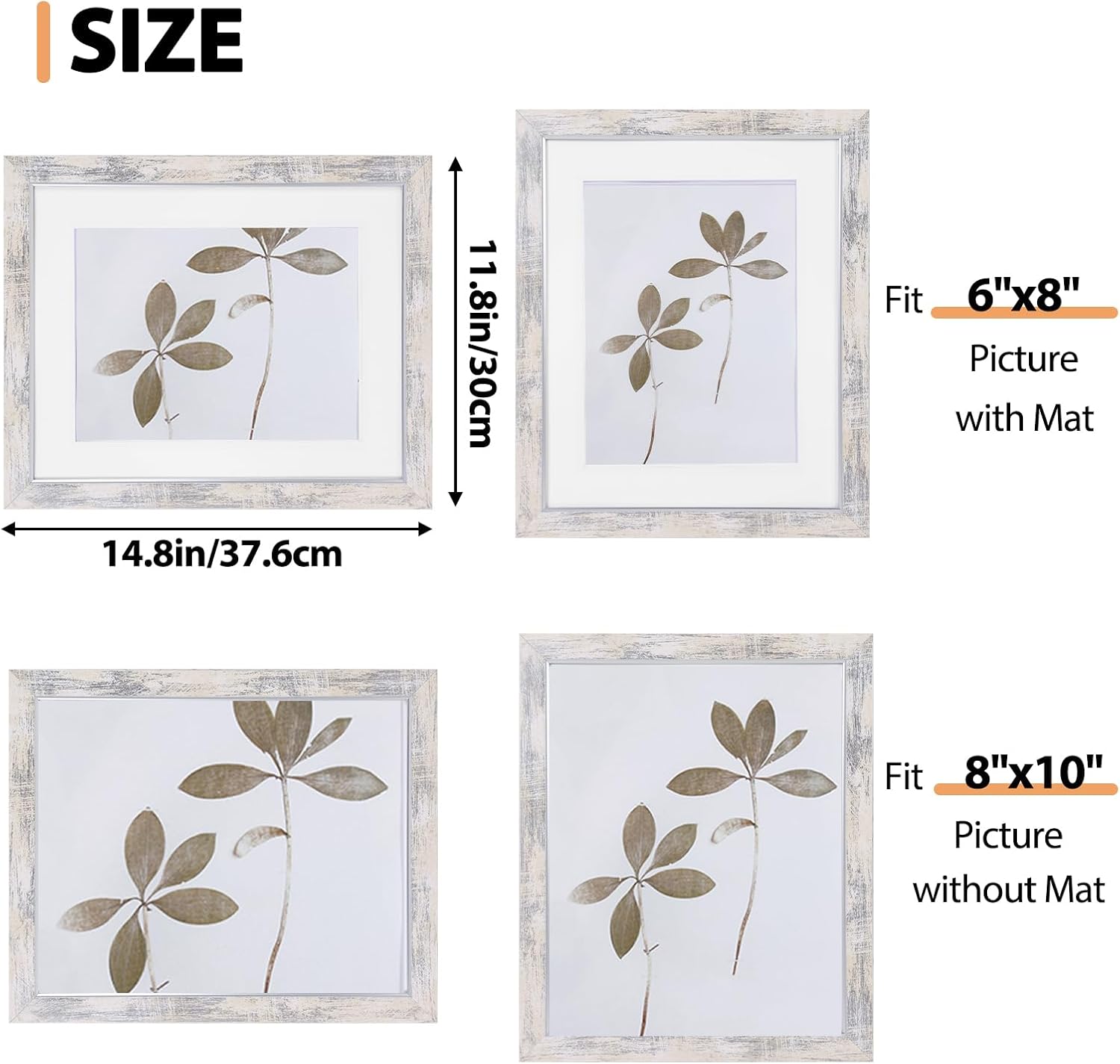 Fixwal 8x10 Picture Frame Set of 5, Vintage Photo Frame, Rustic Retro Picture Frame with Tempered Glass, Decorative Art on Walls and Tabletop Placement