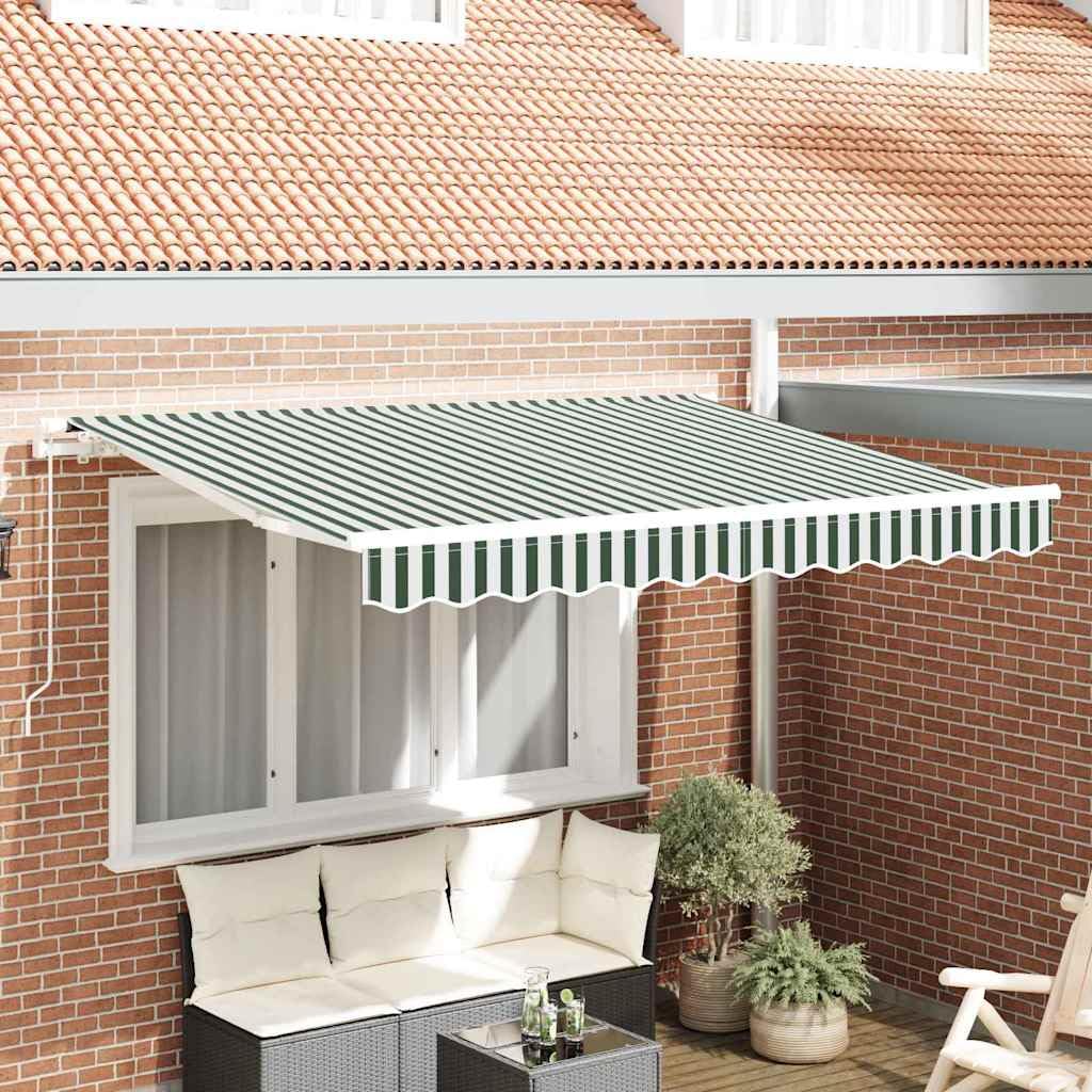 Leasha Toile de Rechange Store Banne avec Lambrequin, Toile Tissu de Remplacement pour Auvent 330x245 cm Vert et Blanc