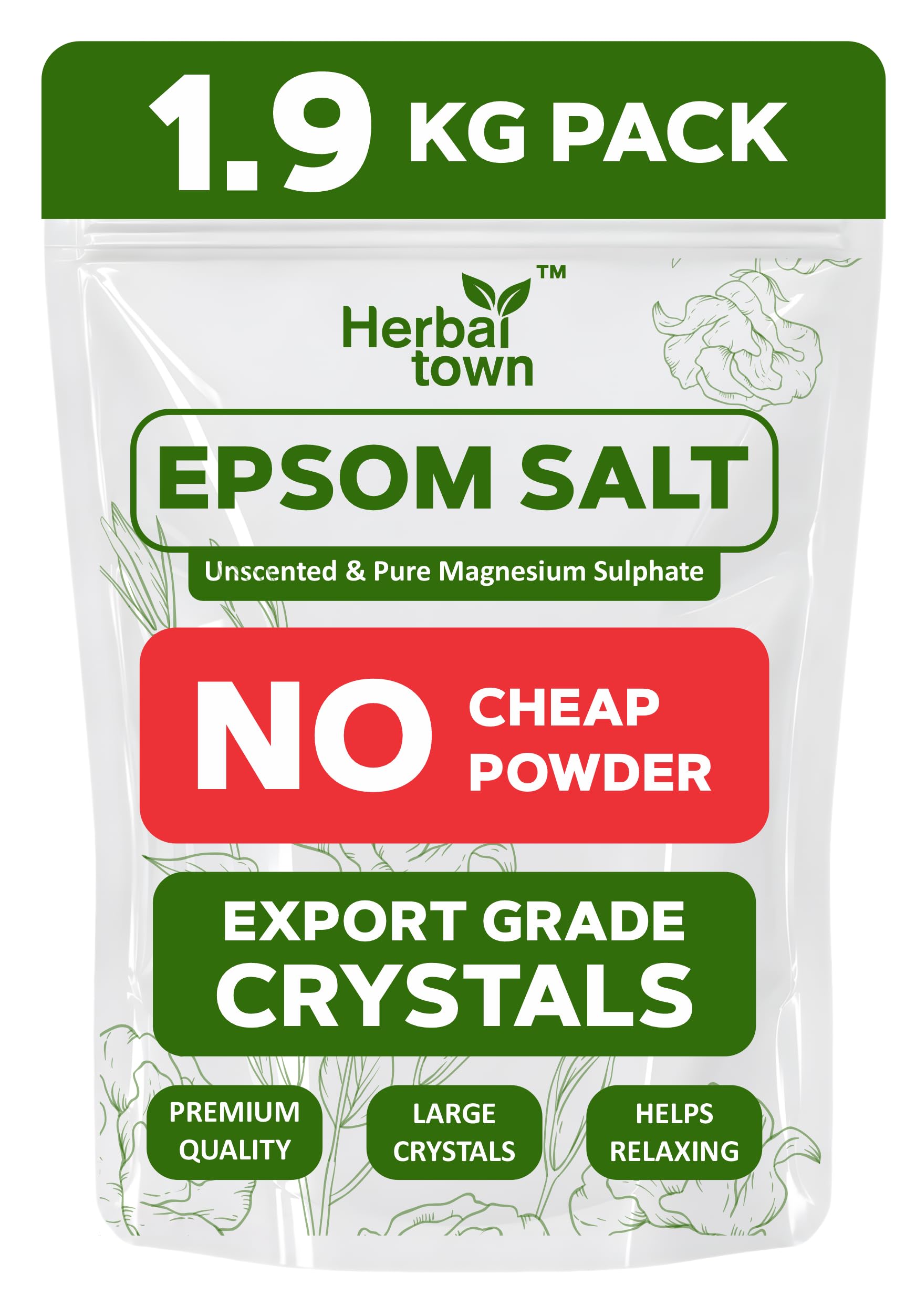 Epsom Salt for Foot Soak & Bath | Helps Pain Relief & Muscle Recovery | For Refreshing Shower & Relaxing Body | Pure Magnesium Sulphate (1.9 kg)-image-13