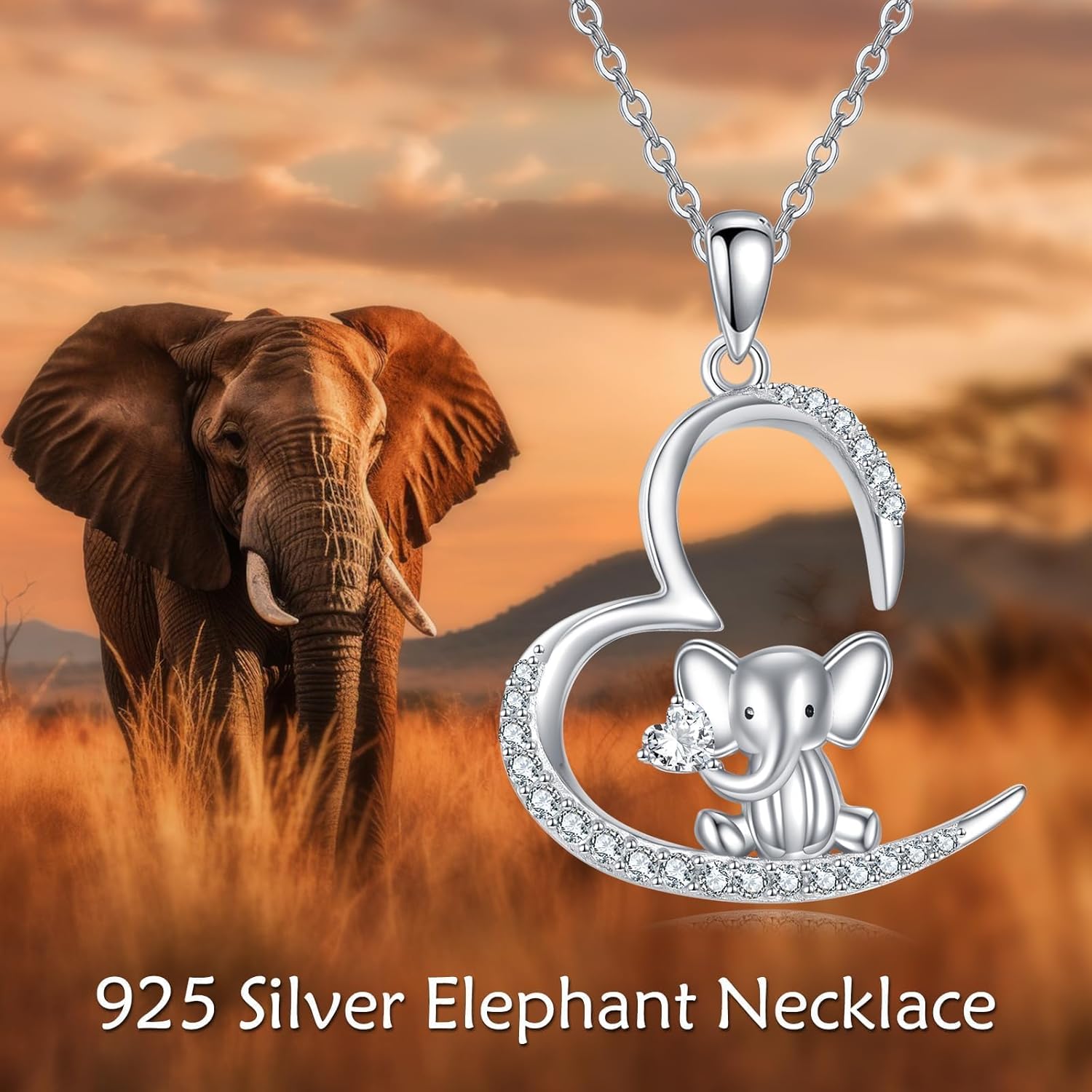 YAFEINI Elephant Necklace 925 Sterling Silver Elephant Pendant Necklaces Animal Jewelry Christmas Gifts for Women Mom - Image 6