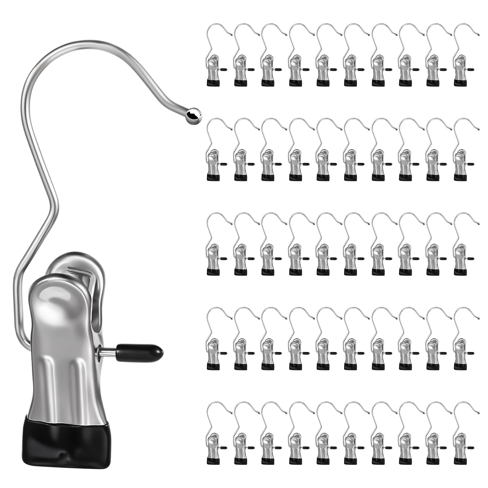 Dimeho Stiefel-Kleiderbügel-Clips, 100 Stück, aus Edelstahl, tragbar, für Socken, Handtücher, Kleiderbügel, Clips, strapazierfähig, zum Trocknen von Reisen, Kleiderschränken, Jeans, Hüten