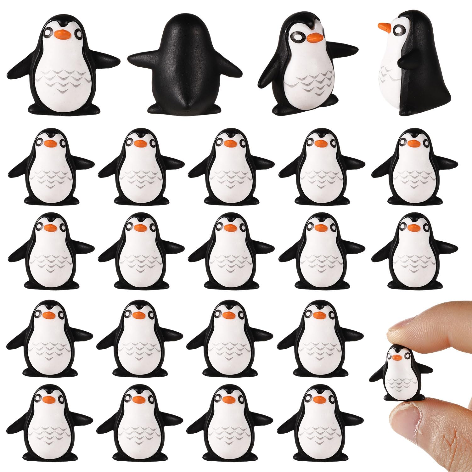 25pcs Mini Resin Penguins Figurines, Tiny Resin Penguins Cute Miniature Penguin Small Animals Figures for Winter Christmas Garden Micro Landscape Dollhouses Crafts Decor
