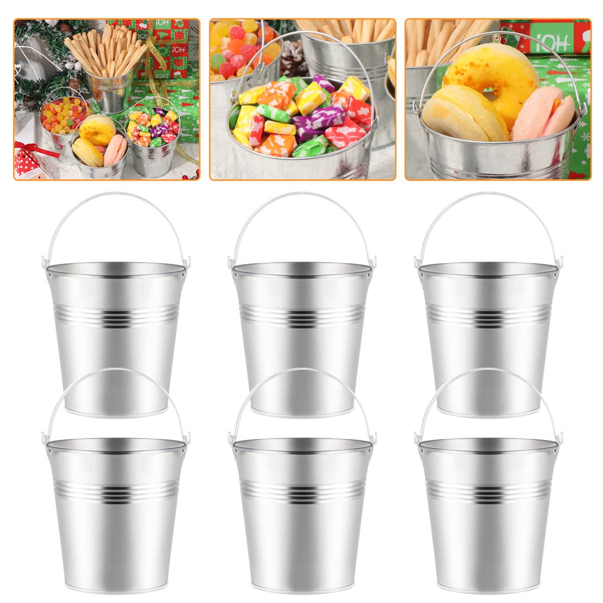 TOYANDONA 12 Pièces Seaux en Métal Mini 10.50X10.50X7.20Cm Seaux en Fer Blanc pour Bonbons Frites Collations Cadeaux De Fête Pot De Fleurs Suspendu Décoration Maison