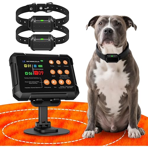 Wireless Dog Fence System for 3 Dogs Radar Electric Fence,10–120ft Range, IPX7 Waterproof Dog Training Collar,Sound, Vibration & Static Modes – Stable Signal. Indoor/Outdoor Use - 2collars