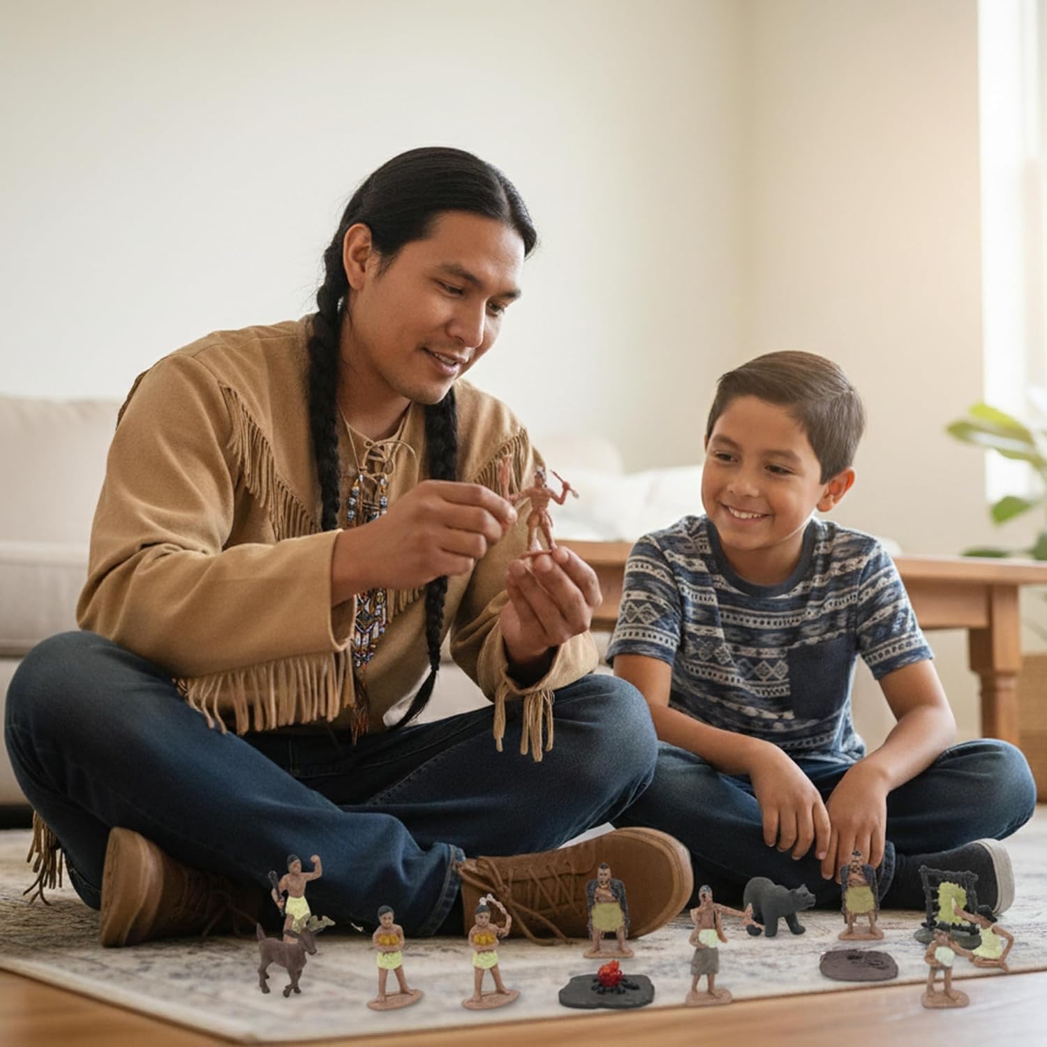 28 PCS Native American Indians Figures Toys Set, Include Plastic Figurine Toys Trees Moss Sand Stones, Kids Historical Education School Project Decoration Birthday Halloween