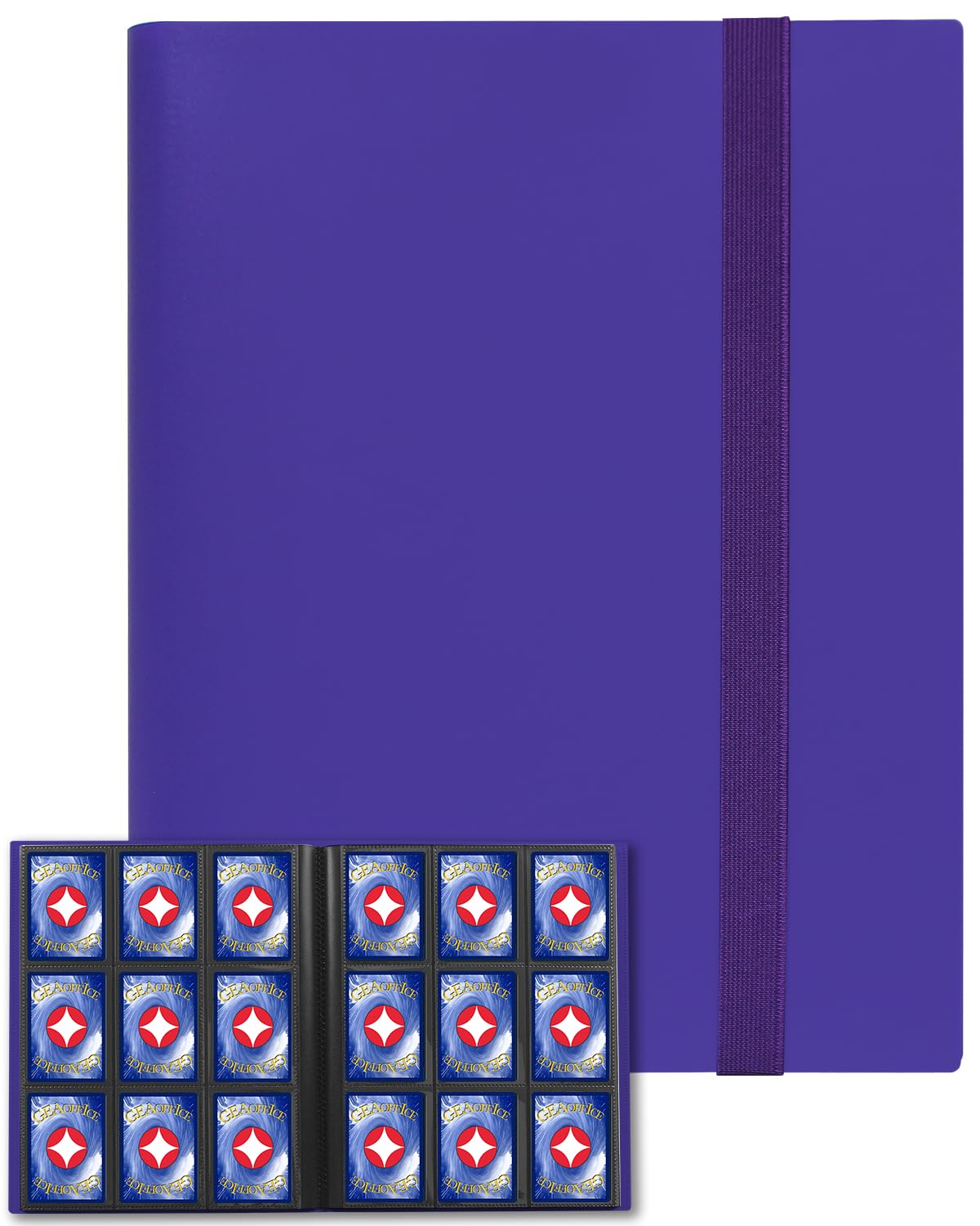 GEAoffice Card Binder 9 Pocket, 360 Pockets Trading Card Album Folder, Side Loading Collection Folder for MTG, TCG, Sports (Purple)