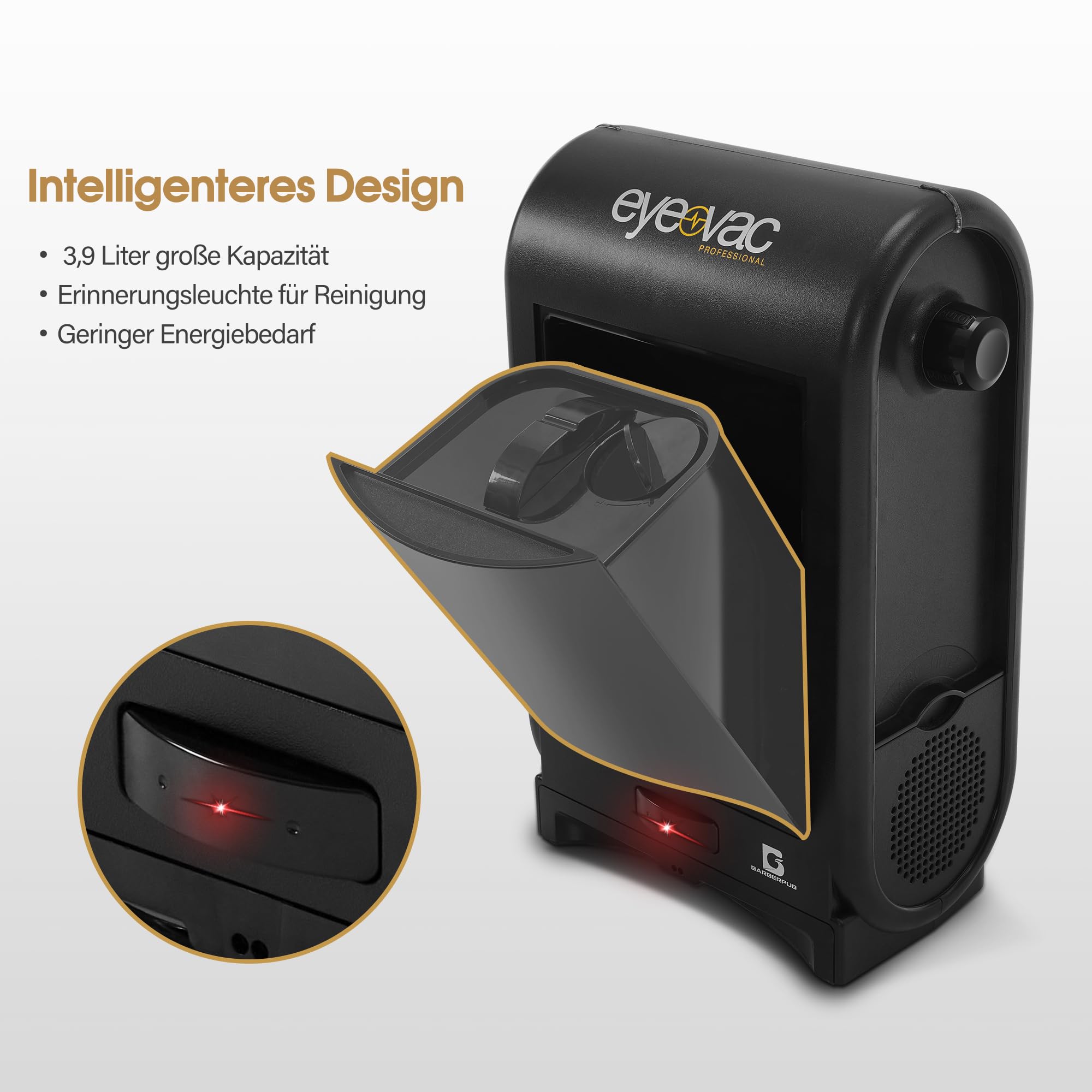 Barberpub Elektrische Kehrbesen Haarsauger mit Sensor Automatisch S200BK, Saugroboter mit Kabel, Stabstaubsauger & Haarstaubsauger, Bodenstaubsauger Friseur Profibedarf Salonbedarf, 1400 W (Schwarz)