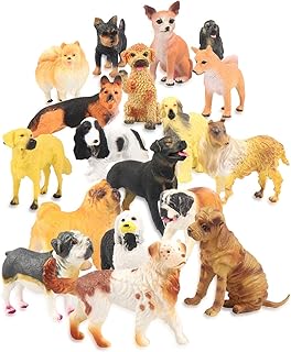 Liberty Imports 18 PCS Large Dog Figurines Playset, 4" Toy Pet Puppy Realistic Play Figures, Canine Bulk Animal Variety Cake Toppers, Party Favors for Kids