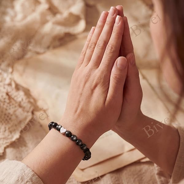 Bivei 6mm Kristall Stretcharmbänder für Damen, Handgemachtes Naturstein-Perlenarmband, Yoga Schutz Damenschmuck Geschenk - 3