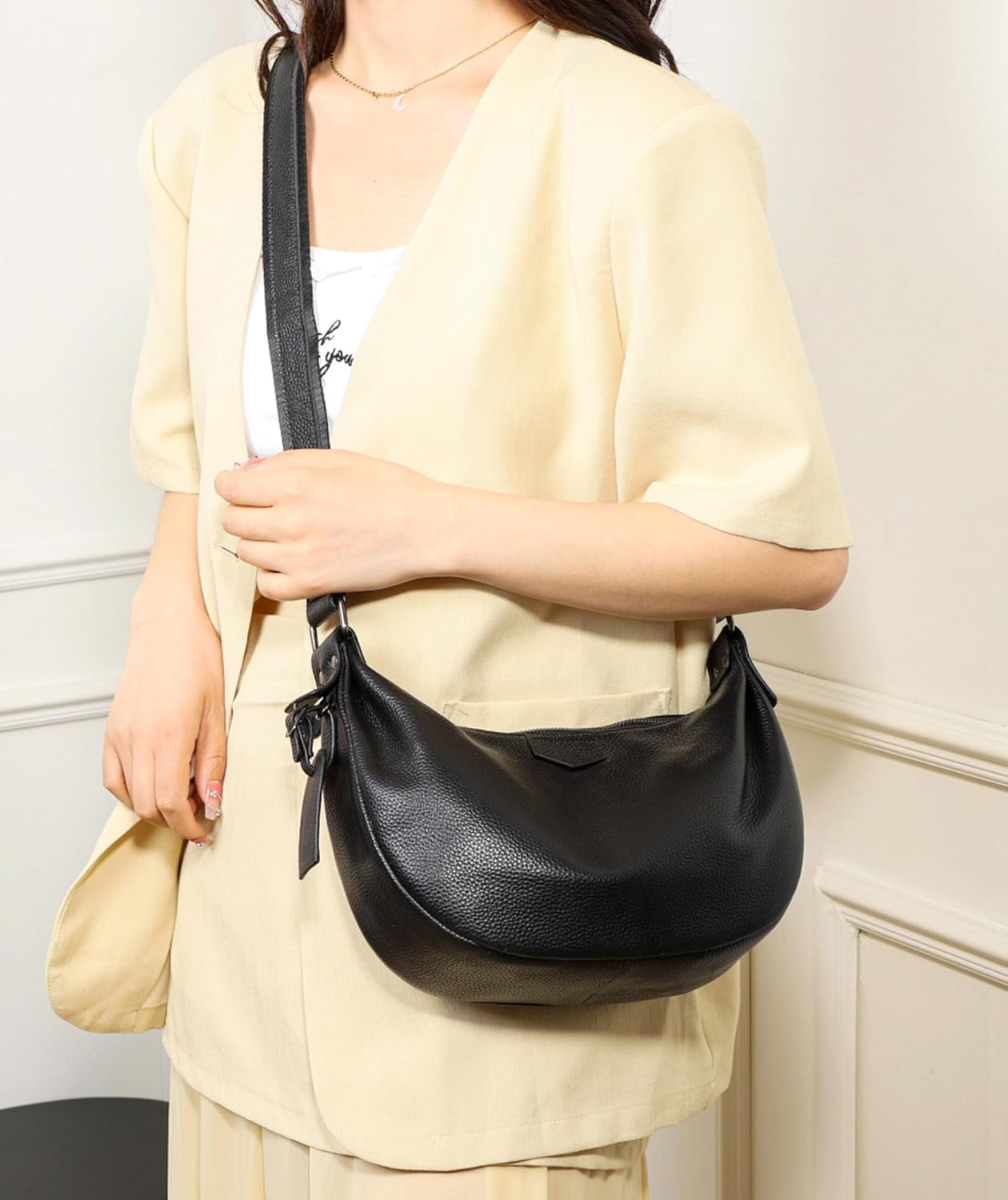 Micmores Genuine Leather Crossbody Bags for Women - Medium Soft Pebble Leather Shoulder Handbag Purse with Multi-Pockets - Image 9