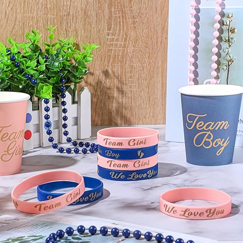 Miniatura 10 de 30 pulseras de revelación de género, pulseras de silicona de equipo para niños y pulseras de goma para ideas de revelación de género, suministros de
